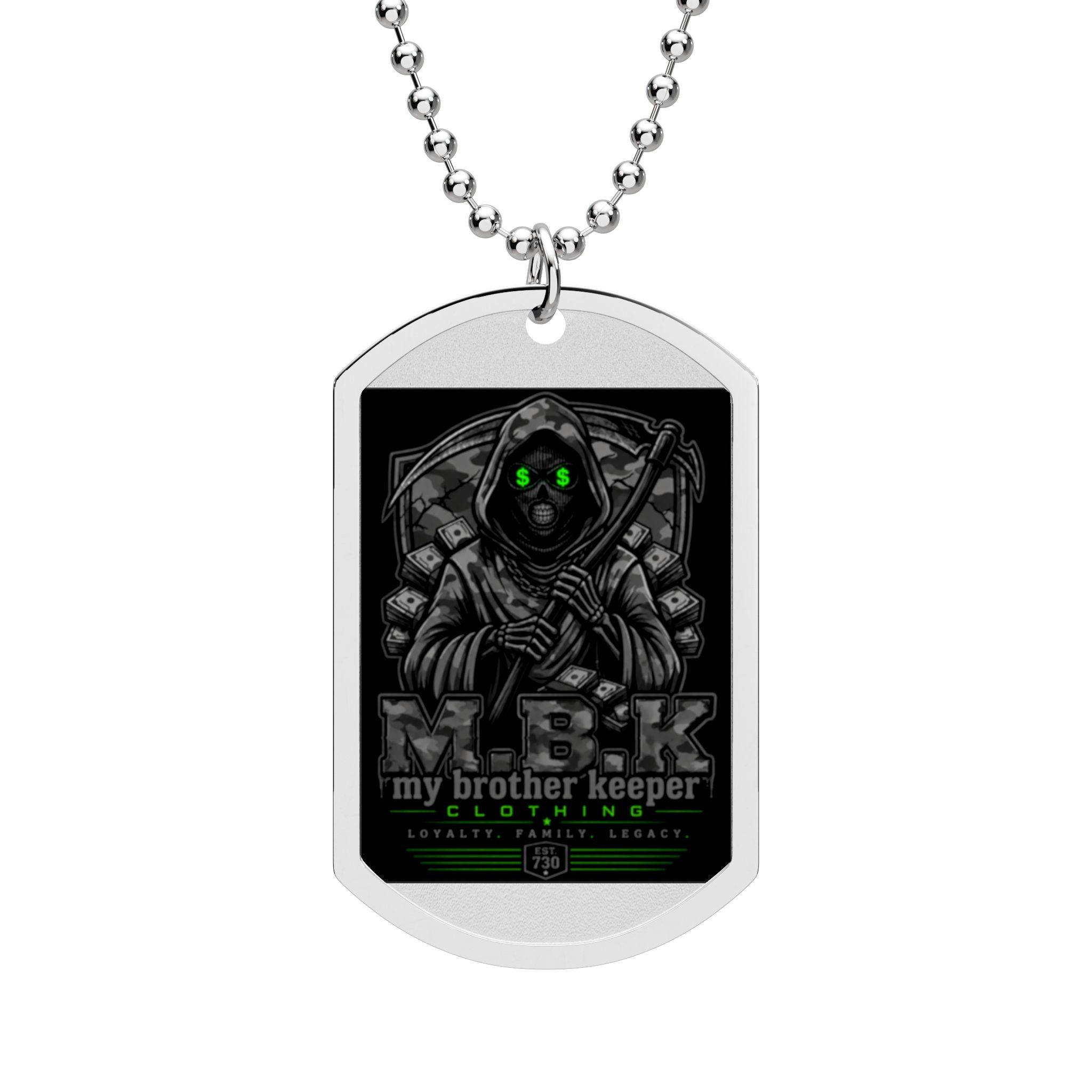 Dog Tag Necklace — 'My Brother Keeper' Grim Reaper Design