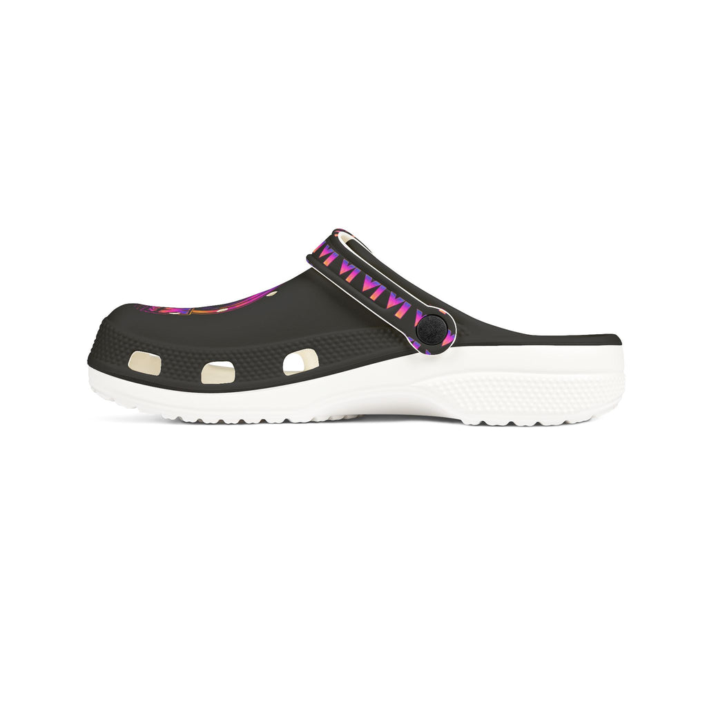 EVA Foam Clogs — Neon Cosmic Wolf Print