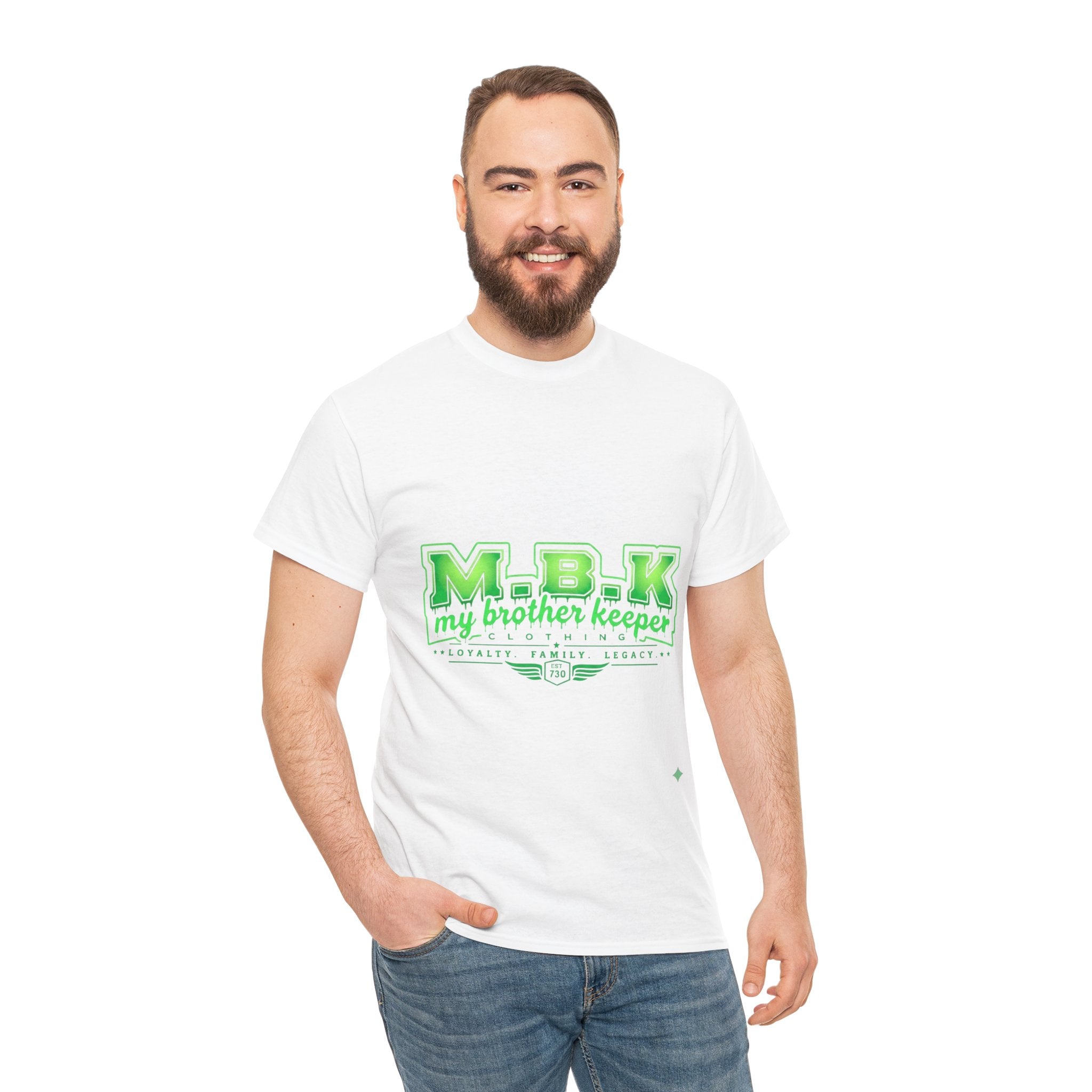 MBK "My Brother Keeper" Cotton Tee – Green Varsity Graphic