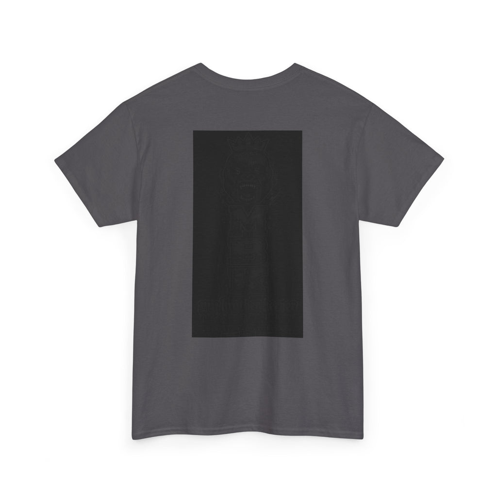 Black Graphic Tee — Subtle Inked Lion Crest Design