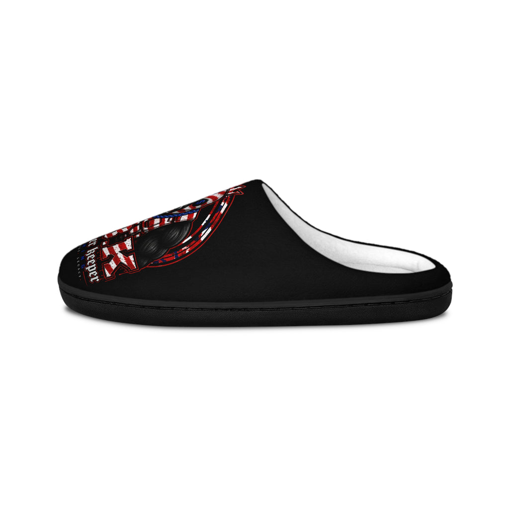 Patriotic American Flag Pitbull Men's Indoor Slippers