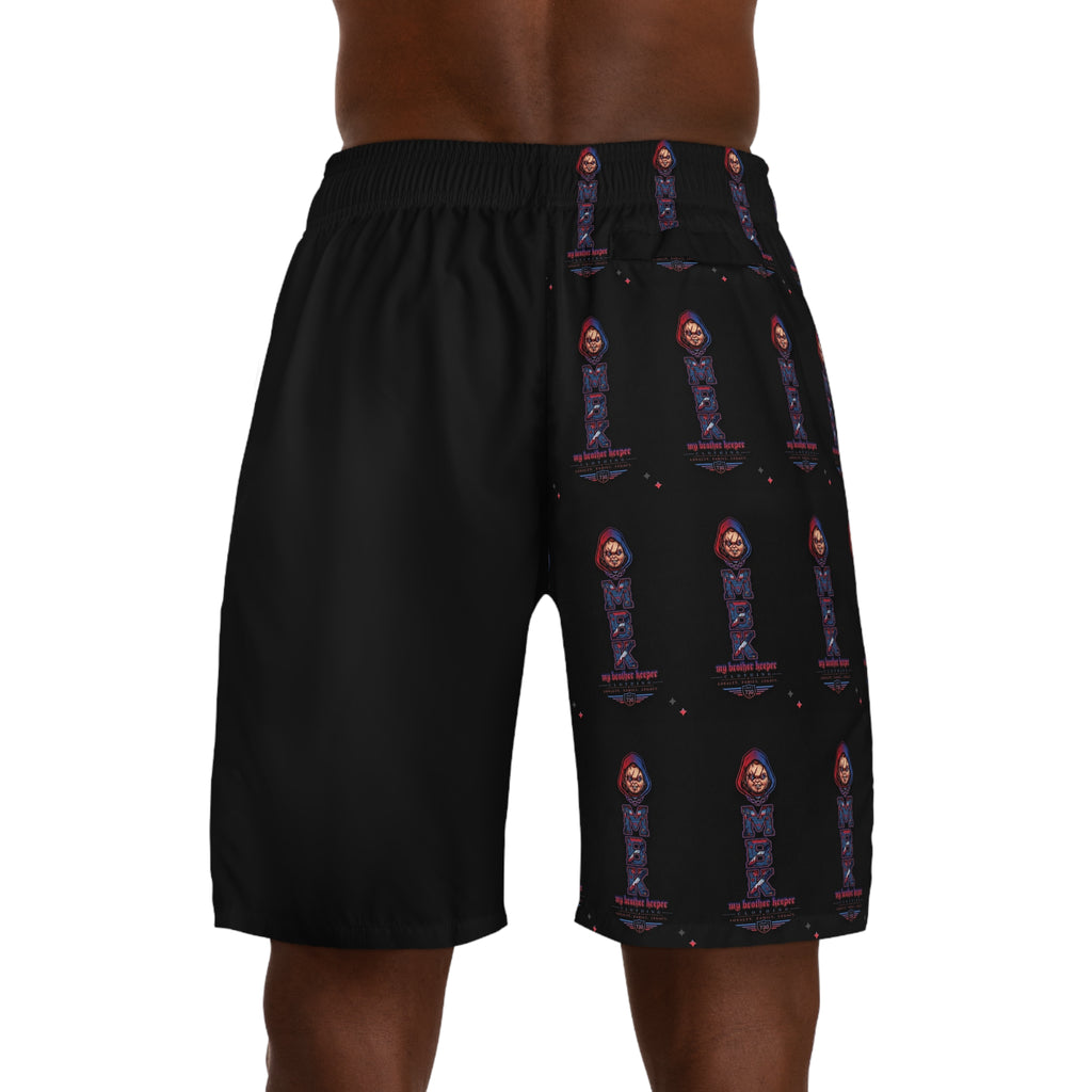 Skull Rider Jogger Shorts — Retro Biker Graphic AOP Men's Shorts