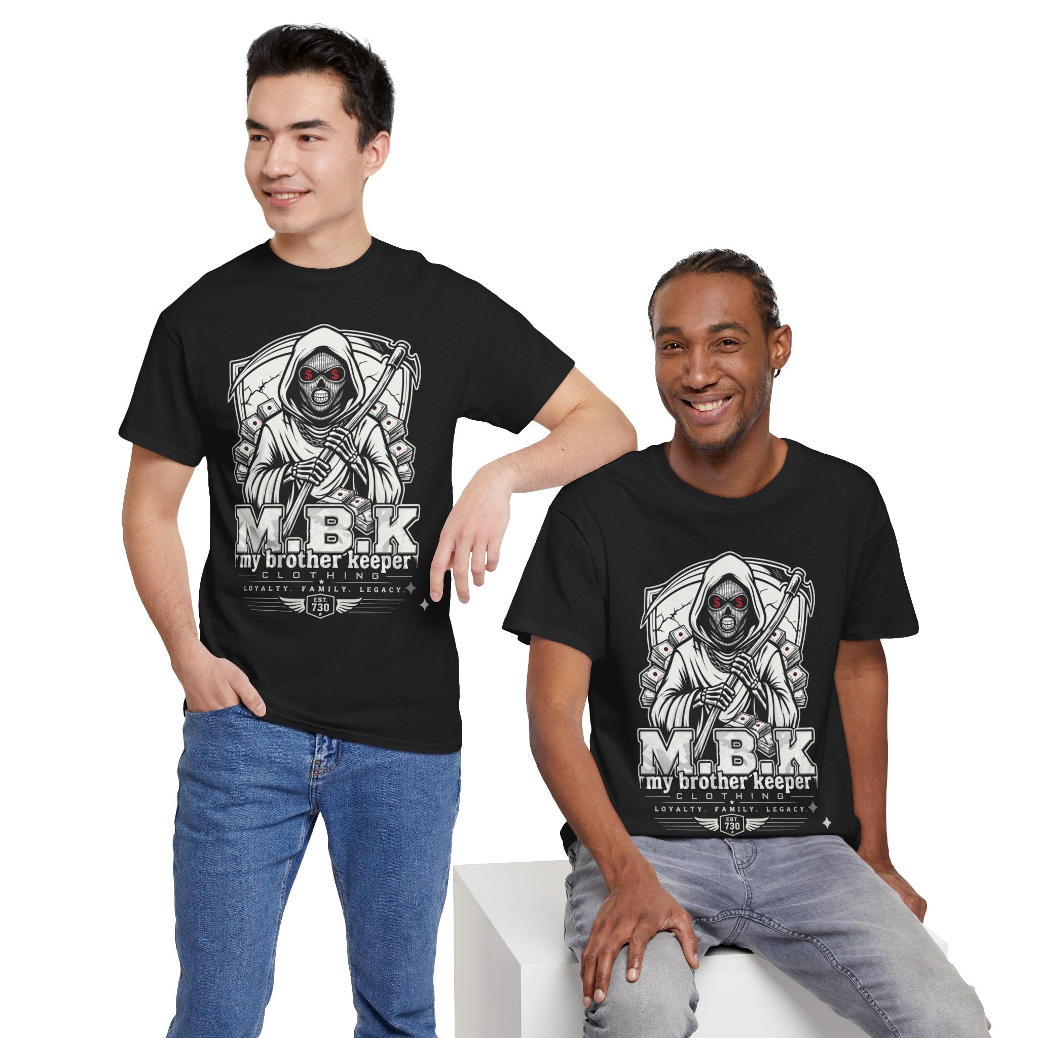 Grim Reaper 'M.B.K' Graphic Tee — Streetwear Skull Hoodie Design