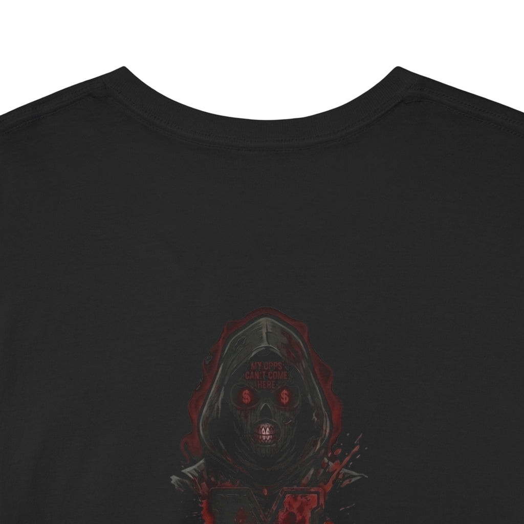 Horror 'My Brother's Keeper' Graphic Tee — Dark Gothic Skull Design