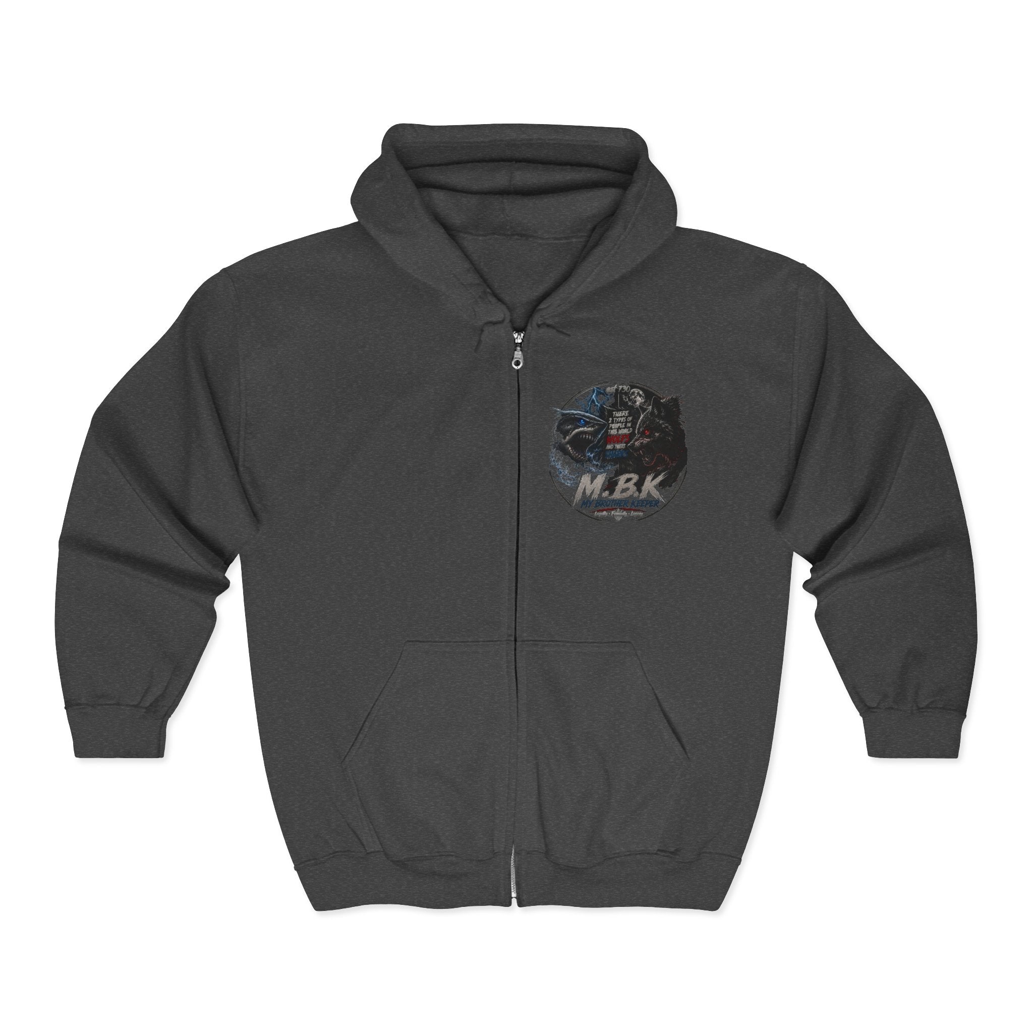 MBK American Flag Motorcycle Zip Hoodie — Vintage Biker Full-Zip Sweatshirt
