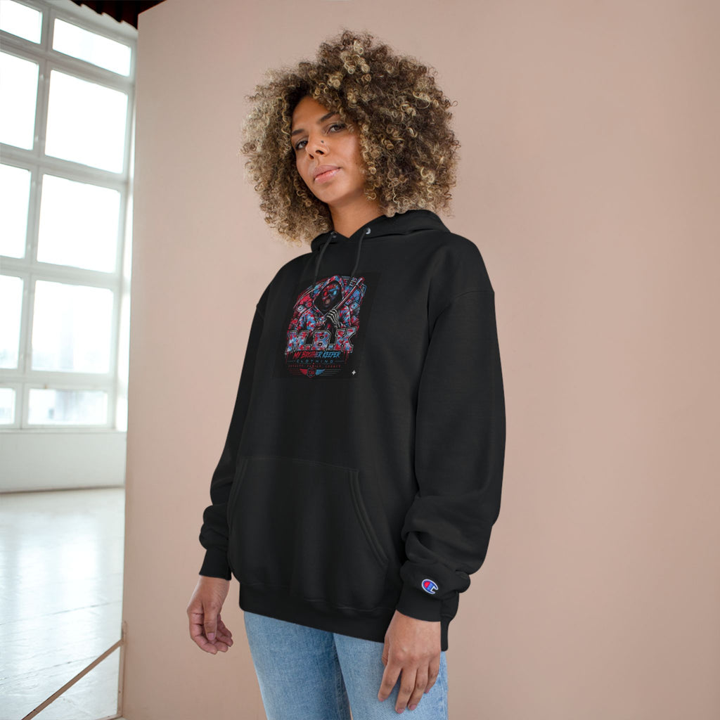 Champion Hoodie - Blue & Red Angel Wings 'M.B.K.' Graphic Hoodie