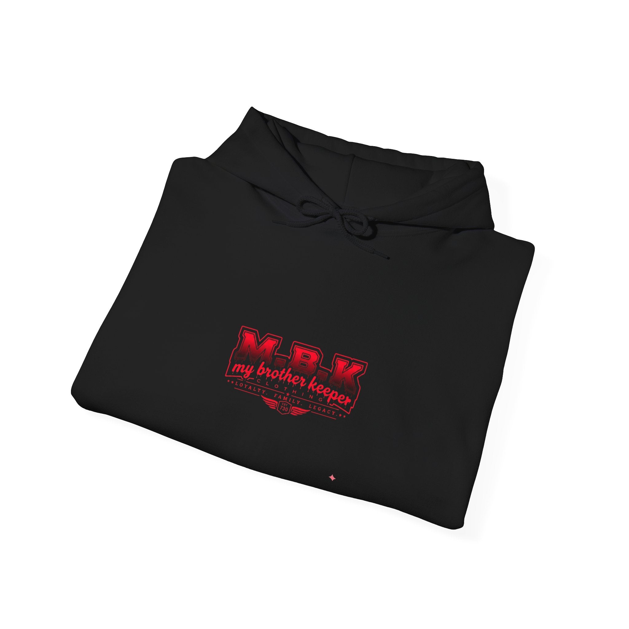 Hoodie — MBK “My Brother Keeper” Graphic Hoodie, Minimal Front Logo & Dark Back Art