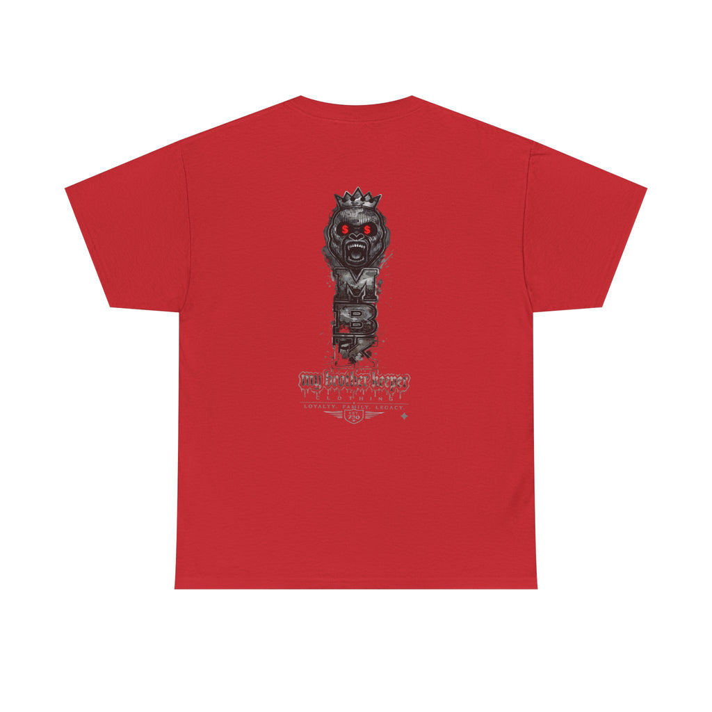 T-Shirt — 'My Brother Keeper' Dark King Graphic Tee (Red-Eyed Horror Skull)