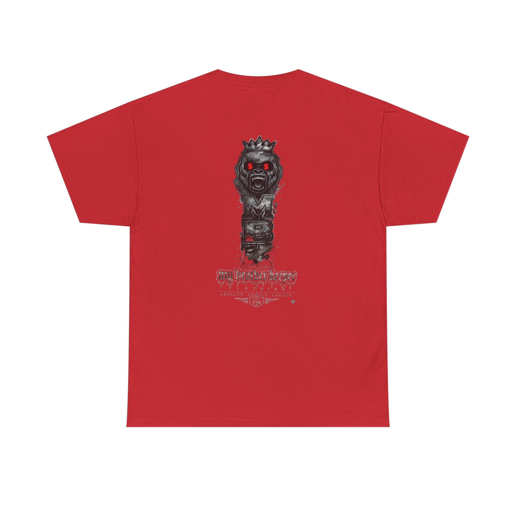 T-Shirt — 'My Brother Keeper' Dark King Graphic Tee (Red-Eyed Horror Skull)