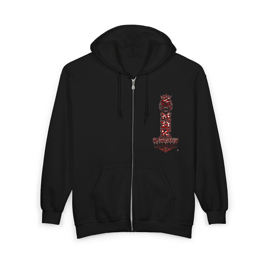 Skull & Dagger Zip Hoodie — Gothic Pirate Tattoo Style Back Print