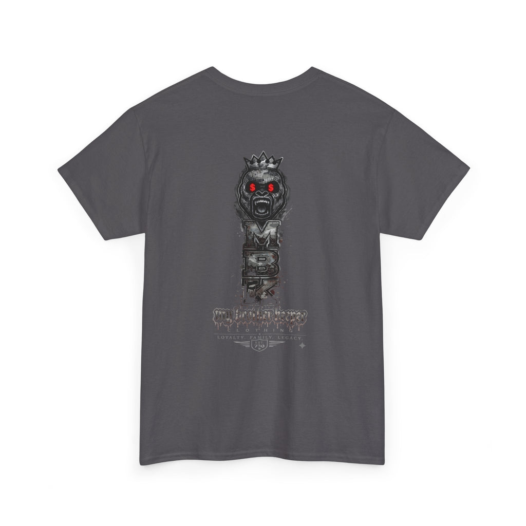 T-Shirt — 'My Brother Keeper' Dark King Graphic Tee (Red-Eyed Horror Skull)