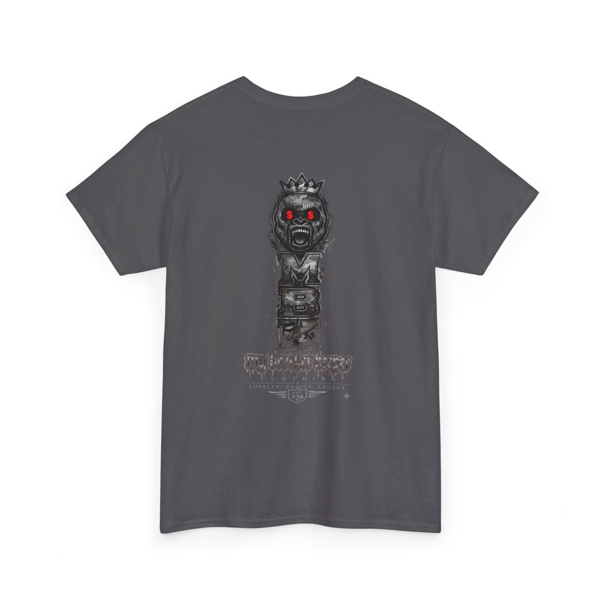 T-Shirt — 'My Brother Keeper' Dark King Graphic Tee (Red-Eyed Horror Skull)