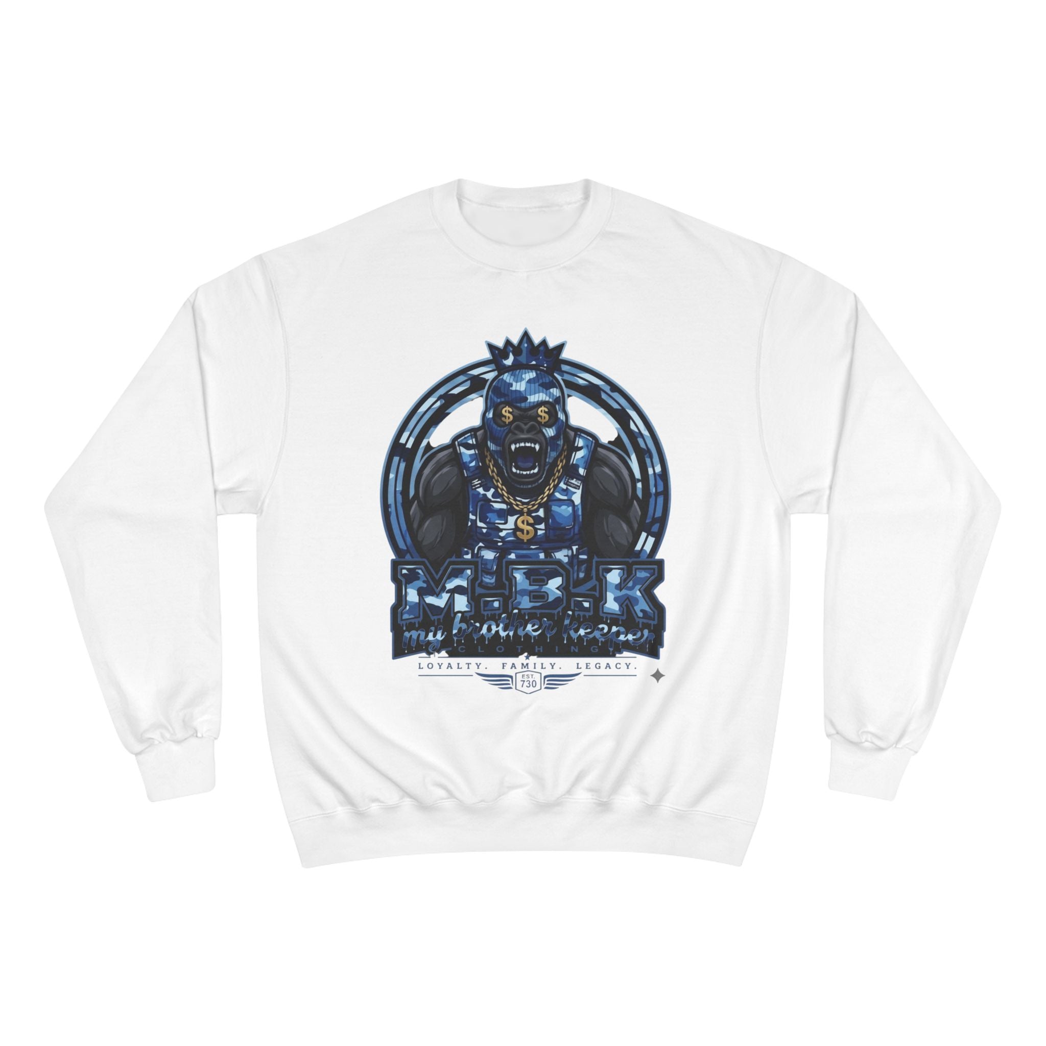 Champion Sweatshirt — Blue King Gorilla Graphic Crewneck