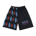 Men’s Athletic Shorts — Red & Blue Wing Pattern with 'M.B.K.' Accent