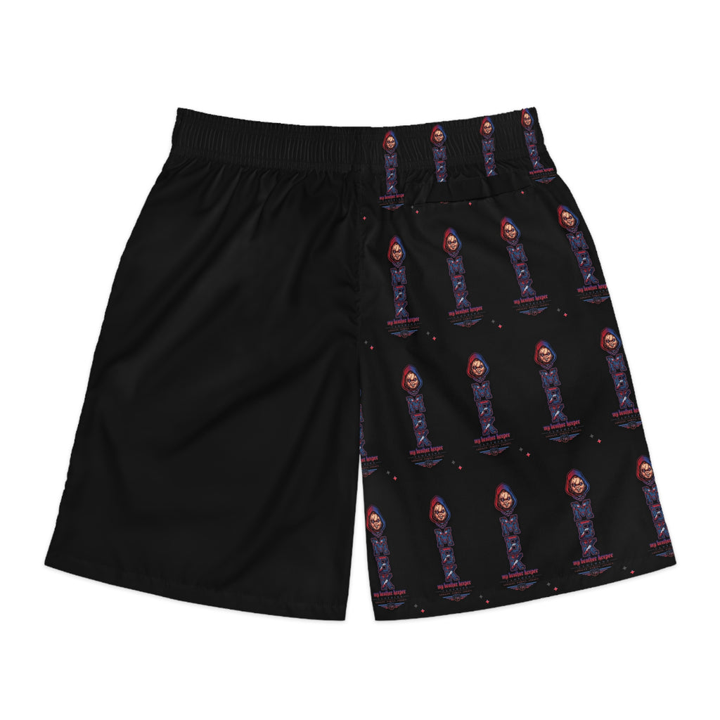 Skull Rider Jogger Shorts — Retro Biker Graphic AOP Men's Shorts