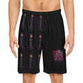 Basketball Shorts — Dark AOP Streetwear with Hooded Figure Graphic