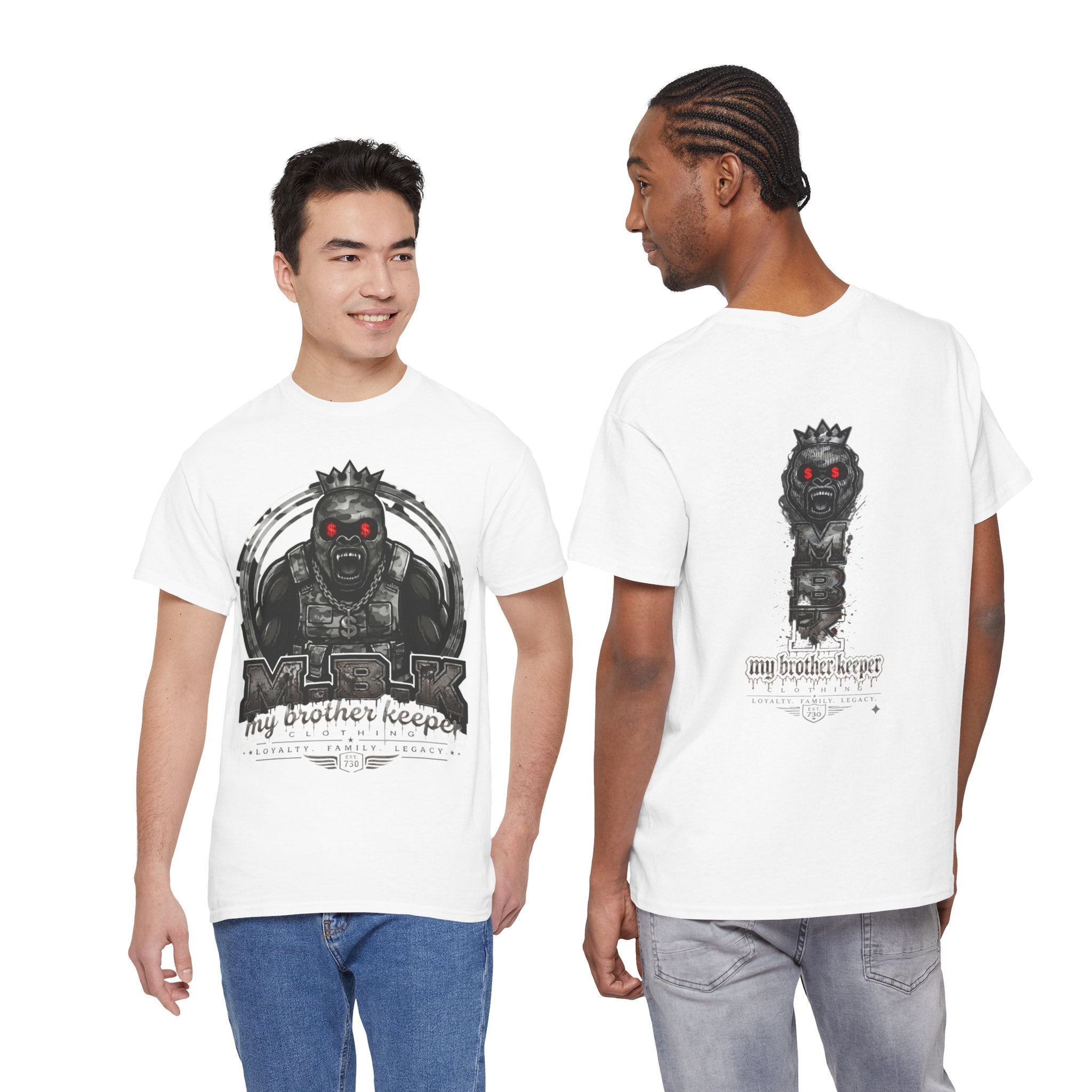 T-Shirt — 'My Brother Keeper' Dark King Graphic Tee (Red-Eyed Horror Skull)