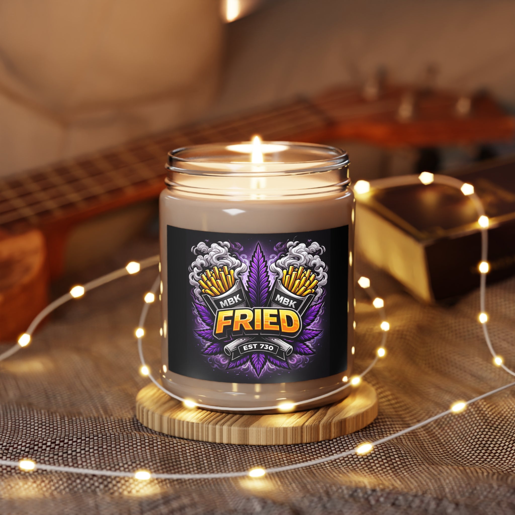 Fried Graphic Soy Candle — 9oz Scented Jar with White Lid