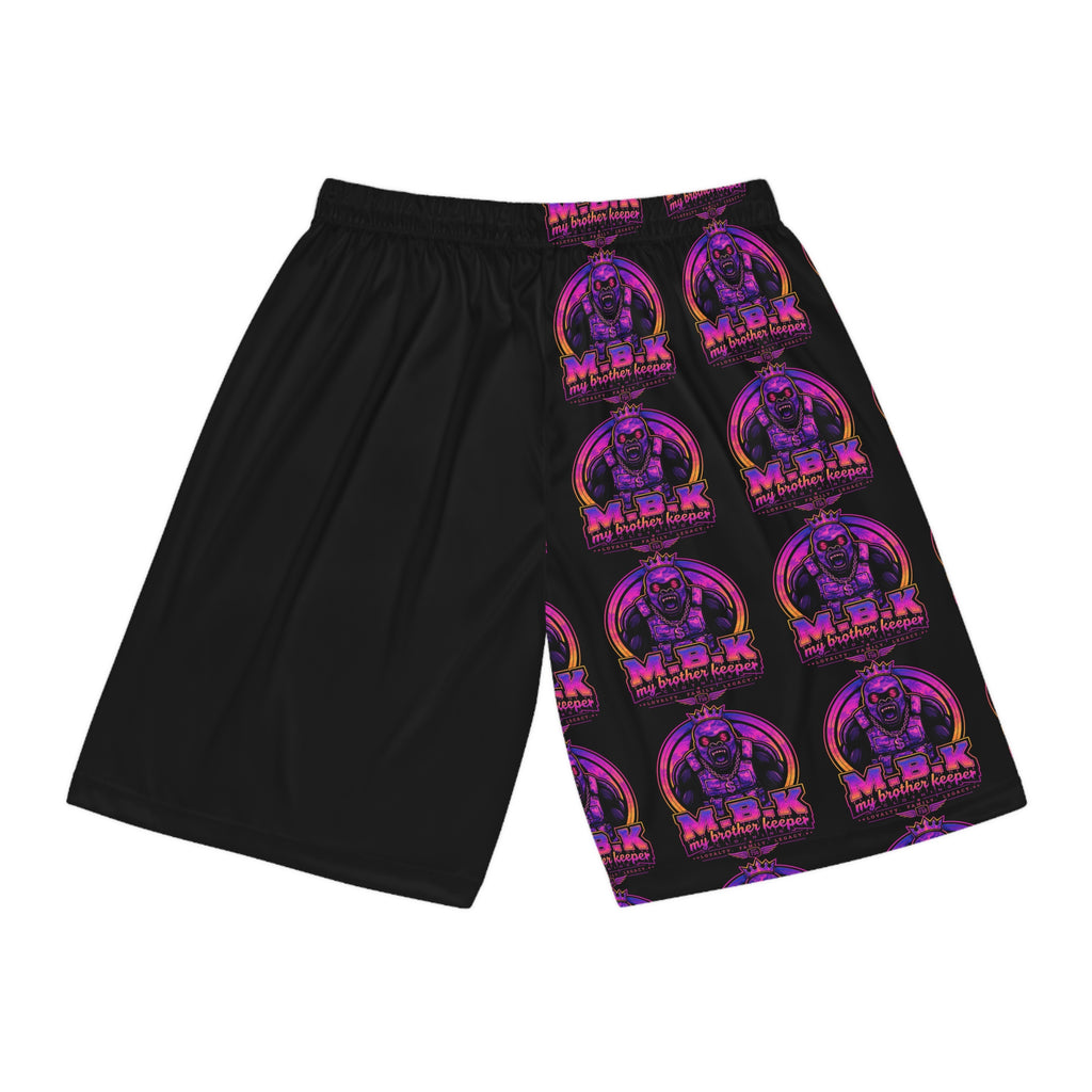 Basketball Shorts – Neon Retro M.B.K. Logo All-Over Print ...