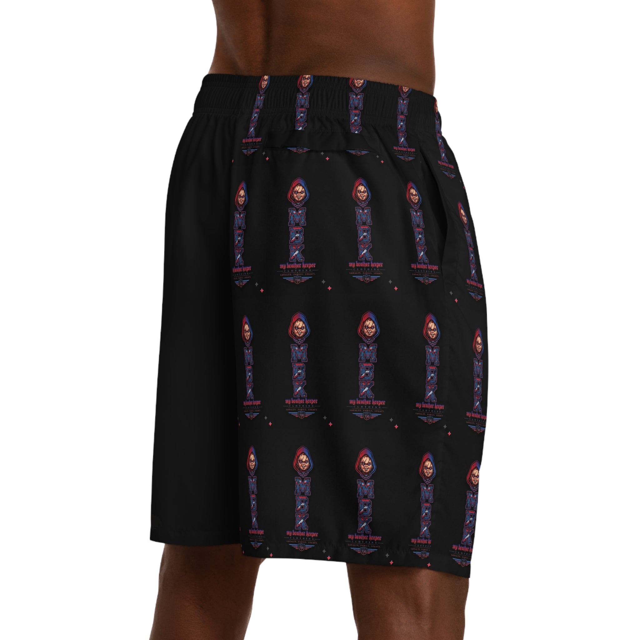 Skull Rider Jogger Shorts — Retro Biker Graphic AOP Men's Shorts