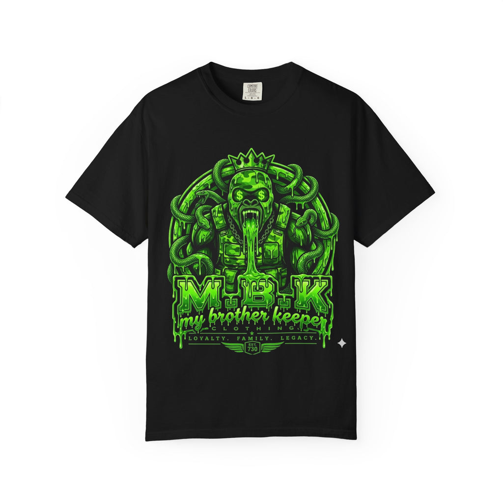 Medusa Snake Graphic T-Shirt — "My Brother Keeper" Neon Green Streetwear