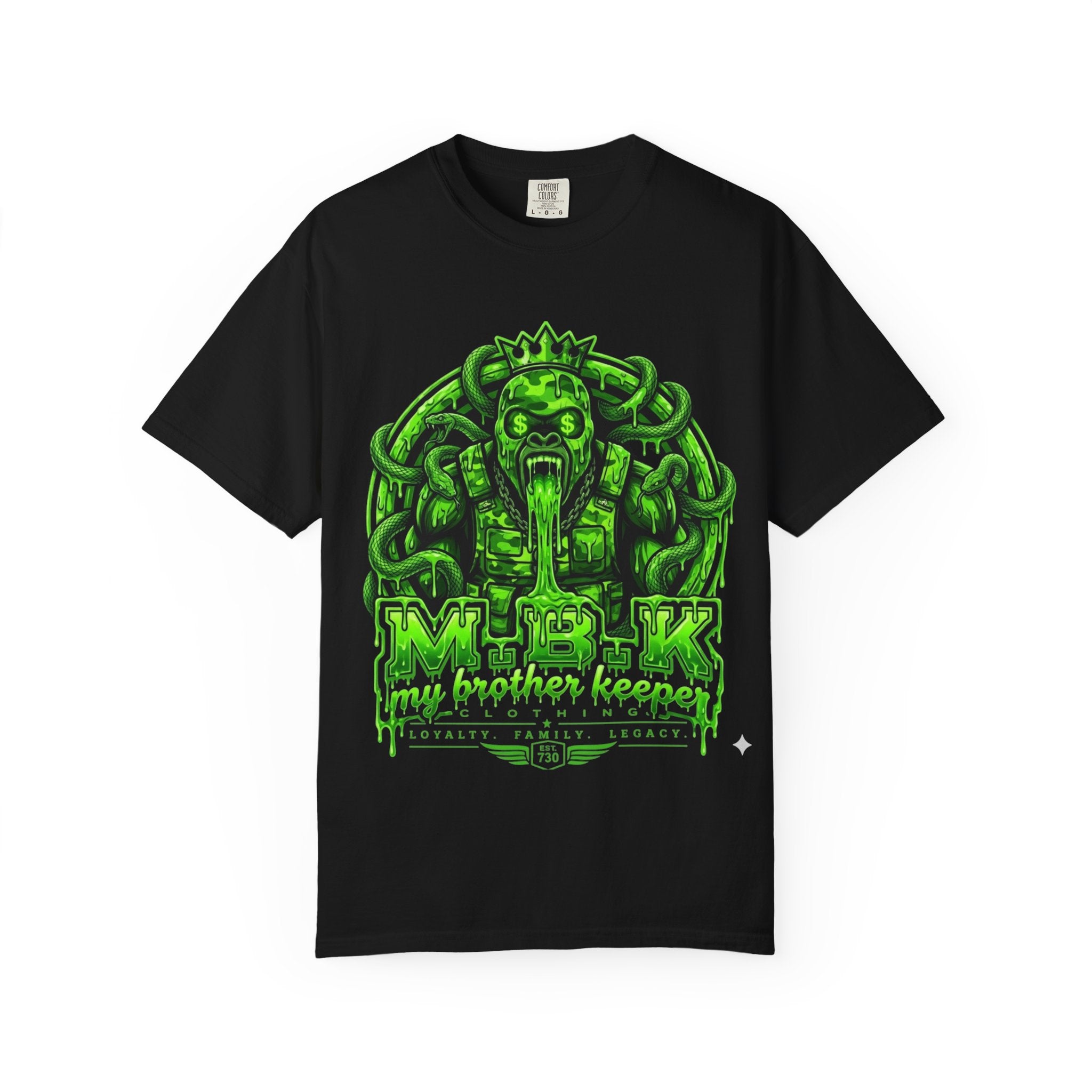 Medusa Snake Graphic T-Shirt — "My Brother Keeper" Neon Green Streetwear