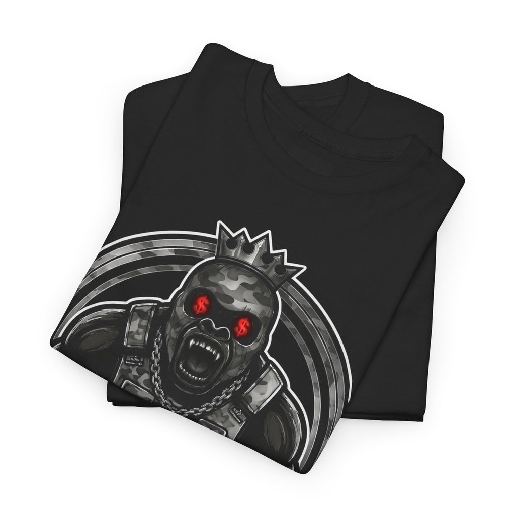 T-Shirt — 'My Brother Keeper' Dark King Graphic Tee (Red-Eyed Horror Skull)
