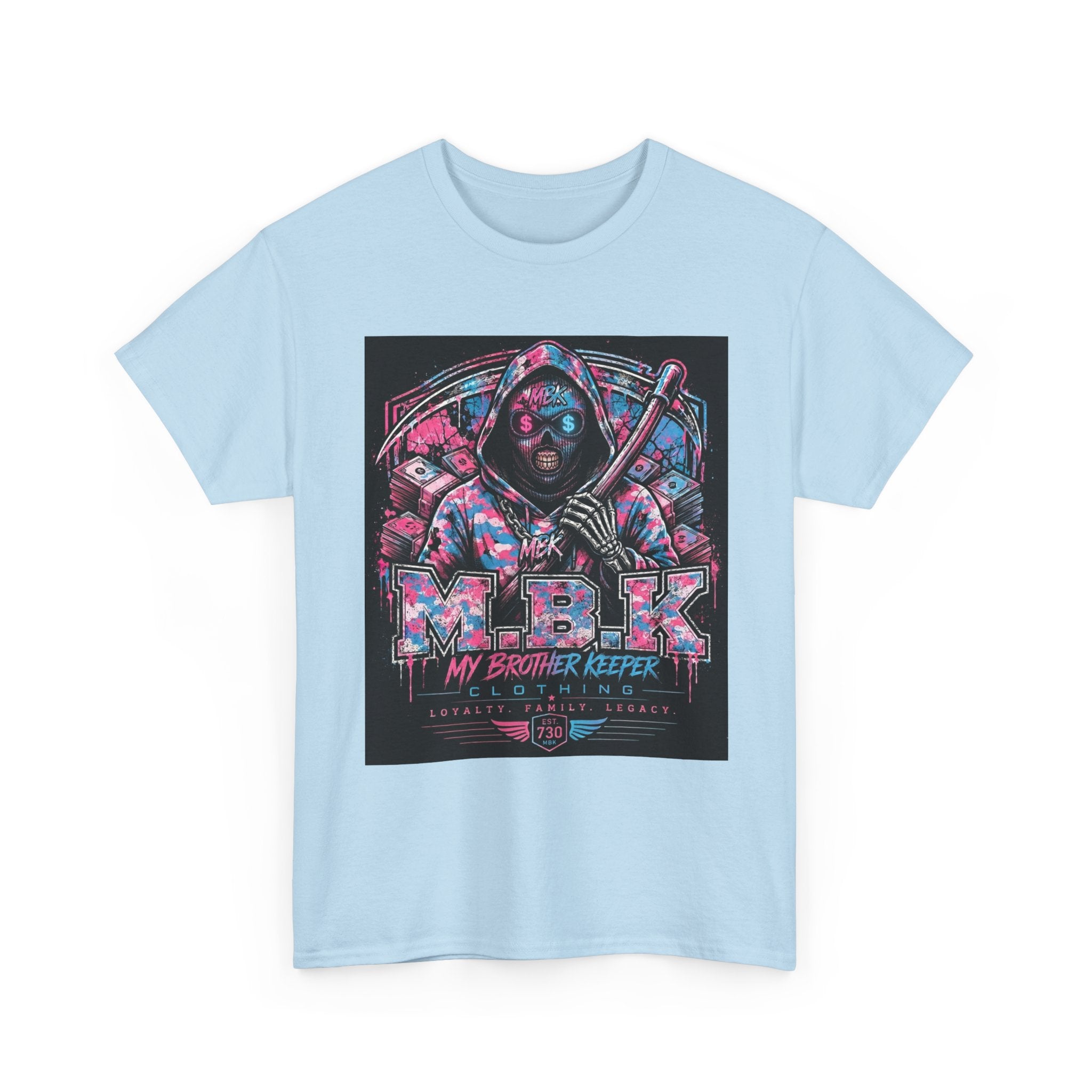 Graphic Tee — 'MBK My Brother Keeper' Cyberpunk Hooded Design