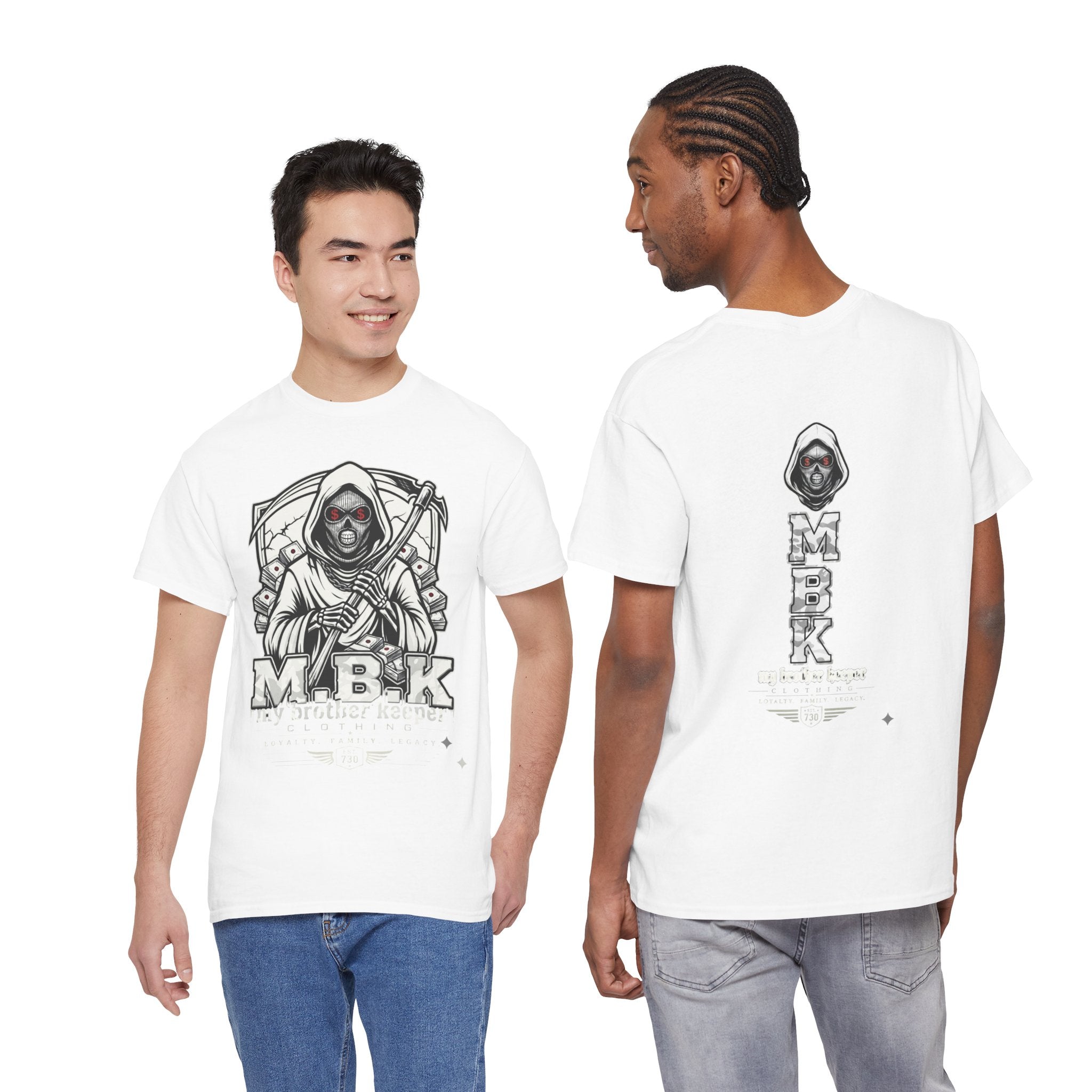 Grim Reaper 'M.B.K' Graphic Tee — Streetwear Skull Hoodie Design