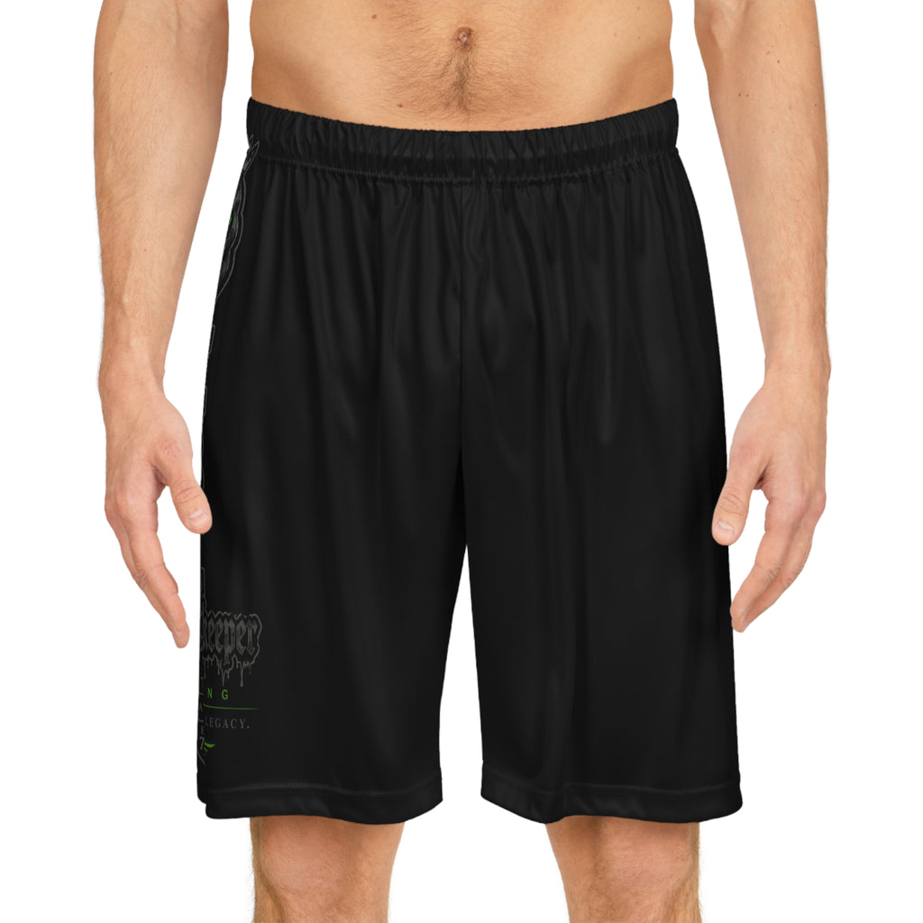 Black Graphic Basketball Shorts – Subtle Side Logo, Athletic Streetwear