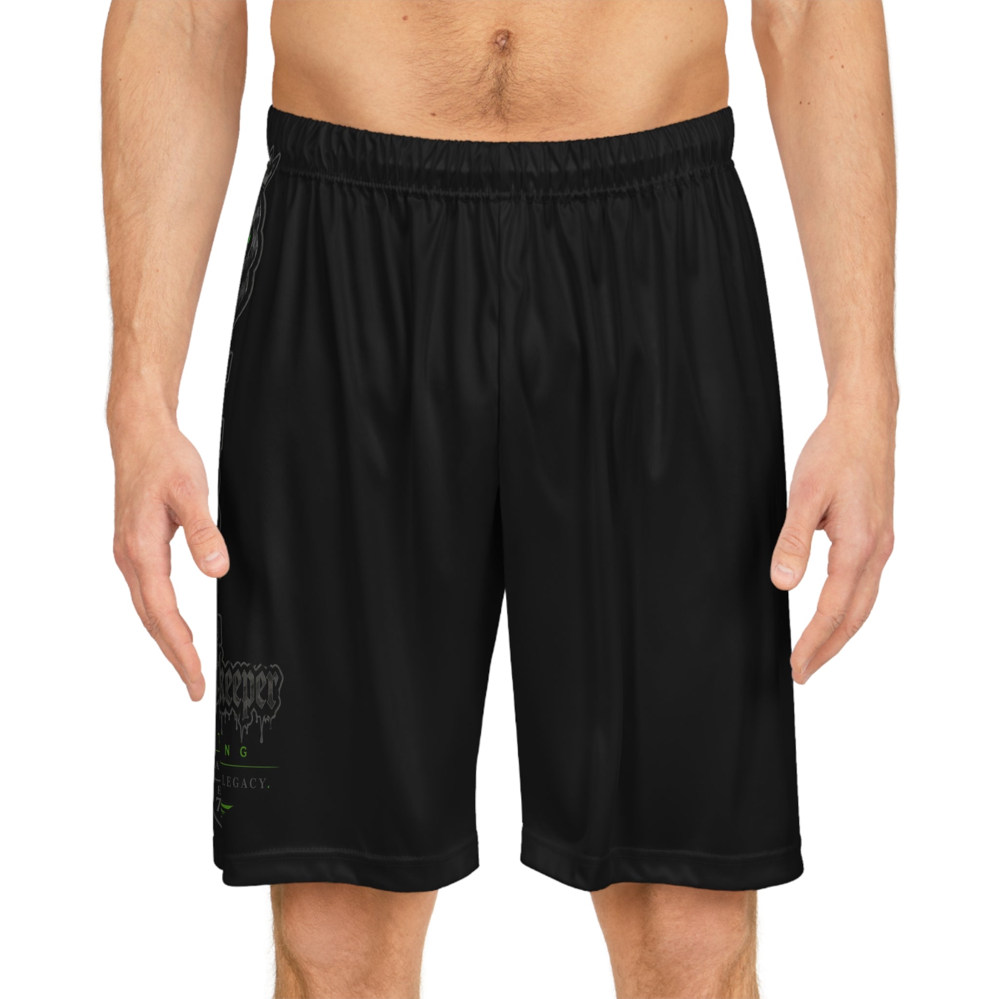 Black Graphic Basketball Shorts – Subtle Side Logo, Athletic Streetwear