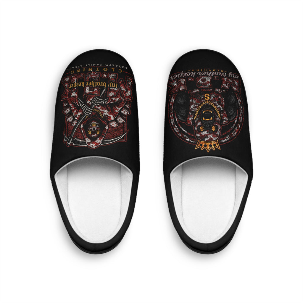 Men's Indoor Slippers — Retro Motorcycle Club Skull Design