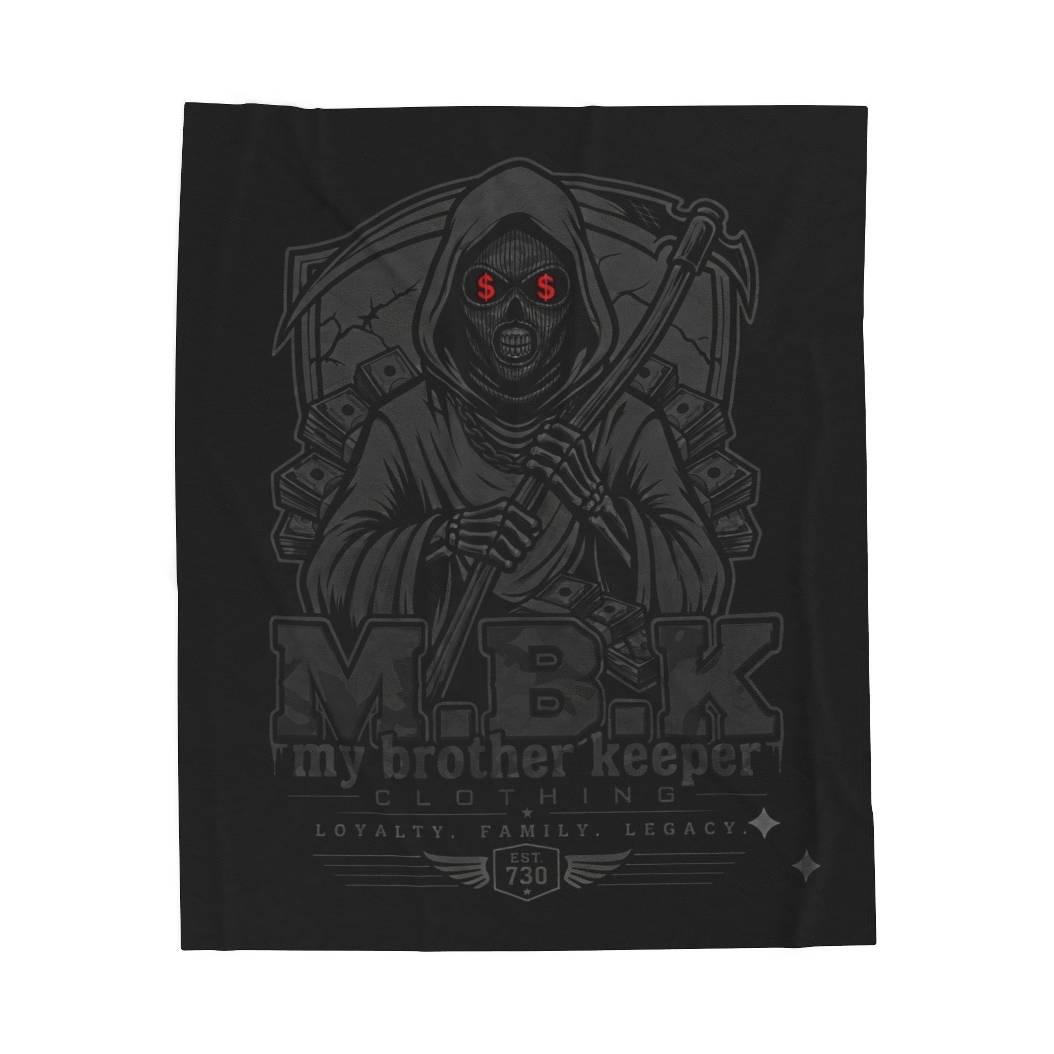 Reaper "My Brother Keeper" Velveteen Plush Blanket – Gothic Skull Graphic Throw