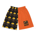 Anime-Inspired Orange Basketball Shorts — Dual-Panel AOP with Character Mask Pattern