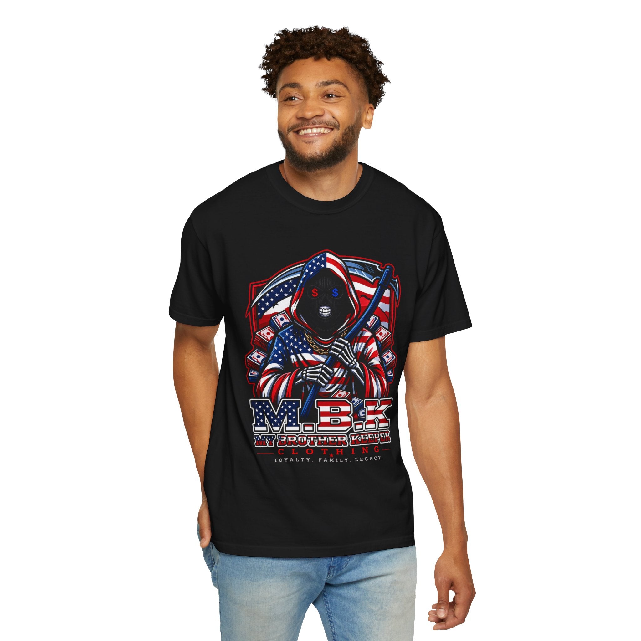 Reaper Flag T‑Shirt — MBK American Patriot Graphic Tee