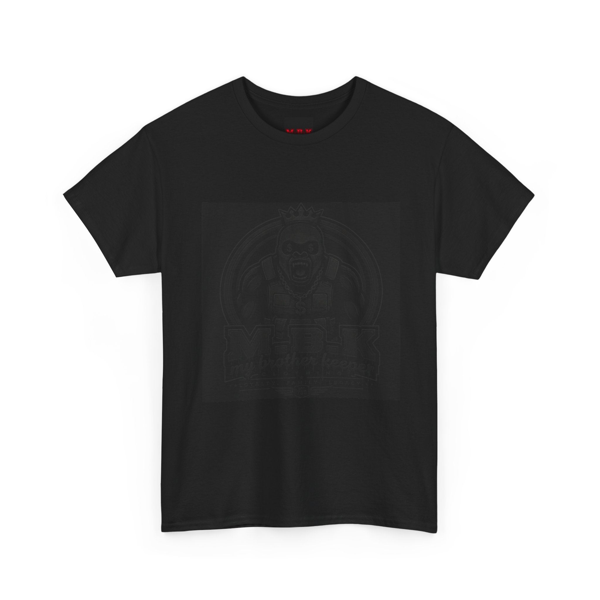Black Graphic Tee — Subtle Inked Lion Crest Design