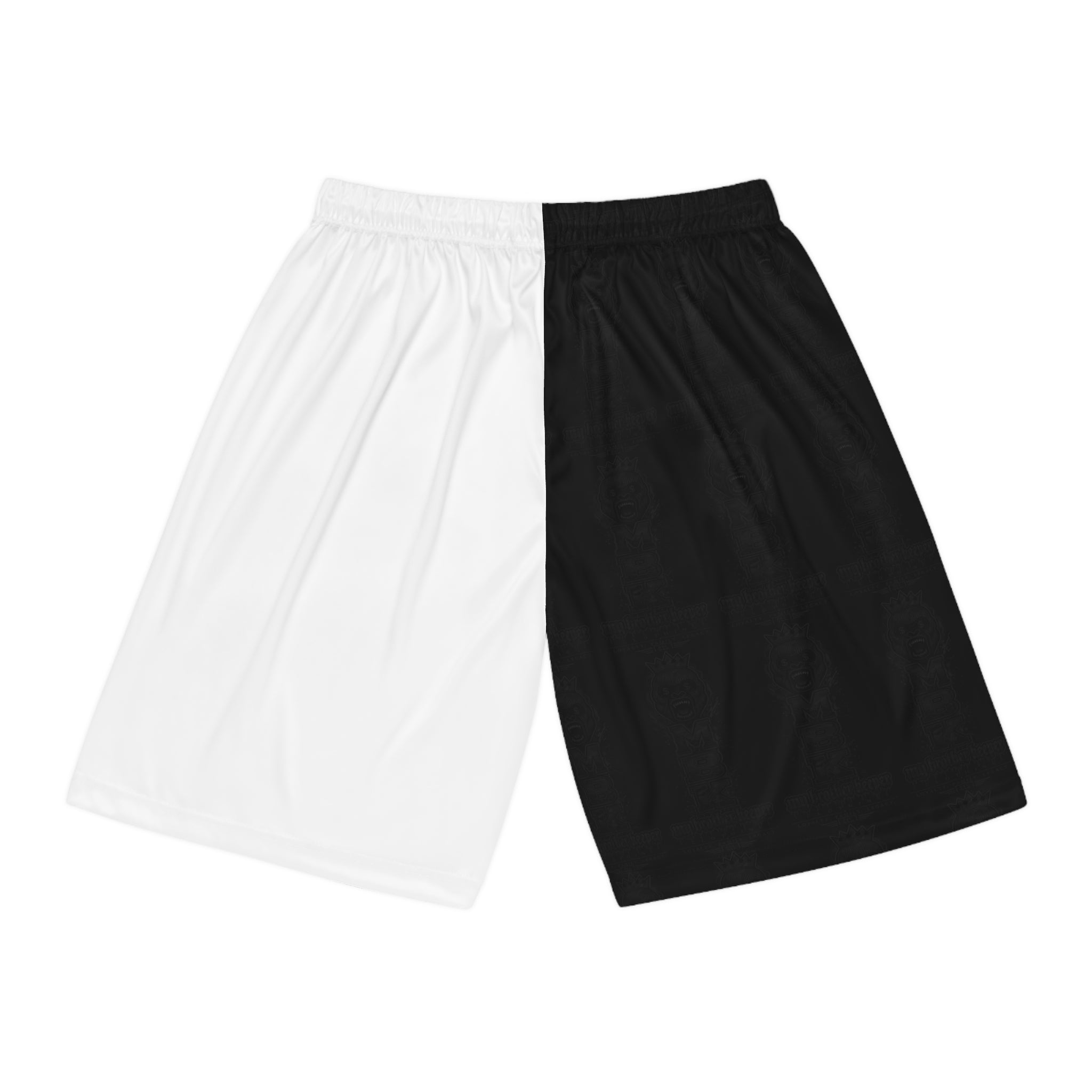 Black & White Split Basketball Shorts - Two-Tone Athletic AOP