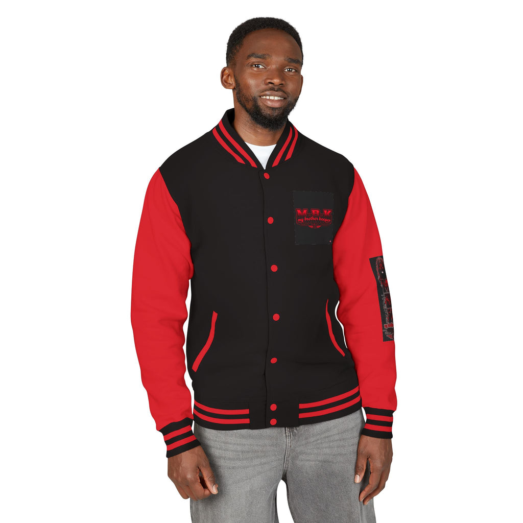 Letterman Jacket — 'My Brother Keeper' Red & Black Reaper Design