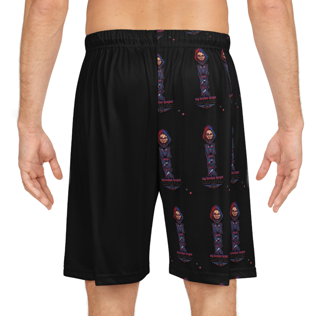 Basketball Shorts — Dark AOP Streetwear with Hooded Figure Graphic