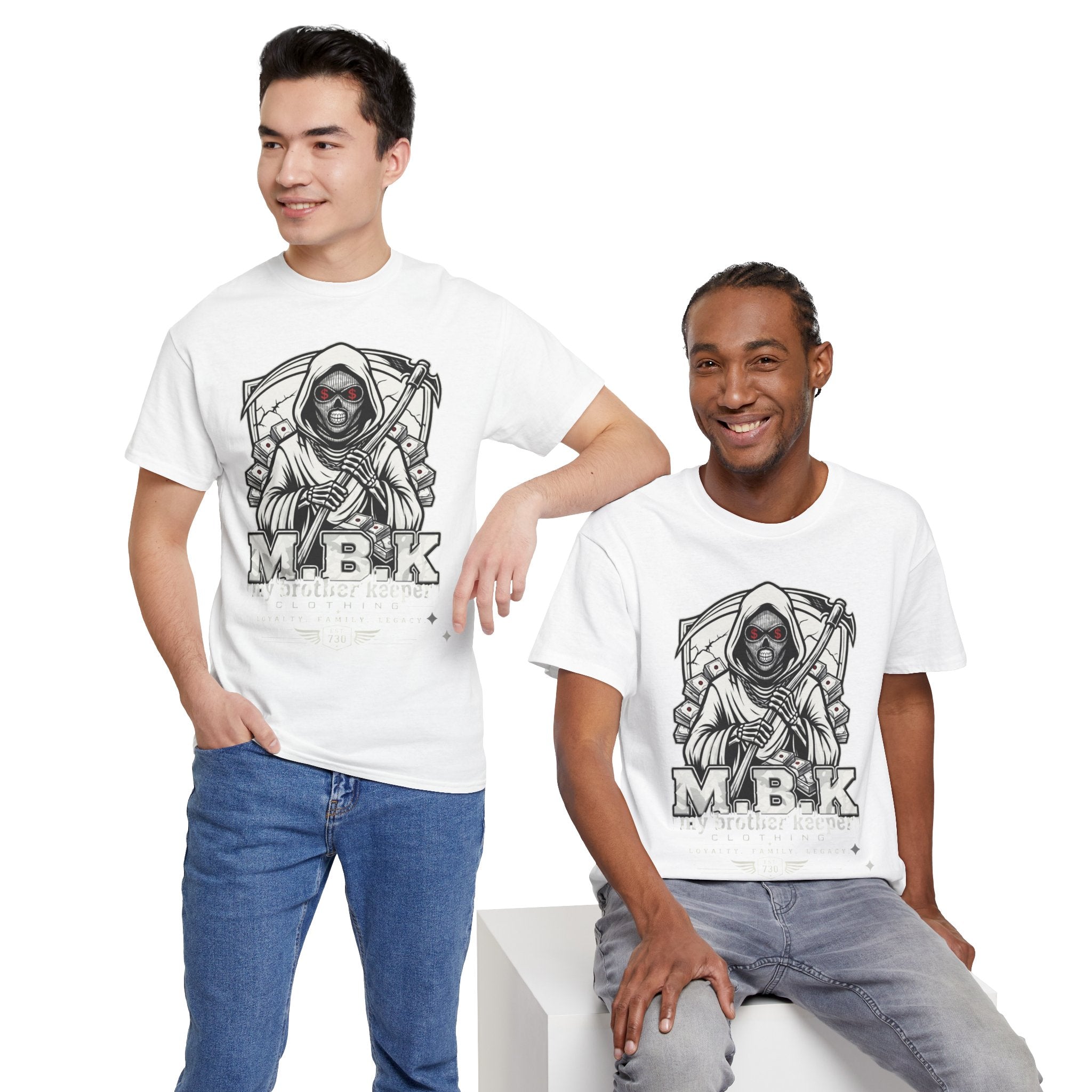 Grim Reaper Graphic Tee — "M.B.K" Streetwear Skull T-Shirt