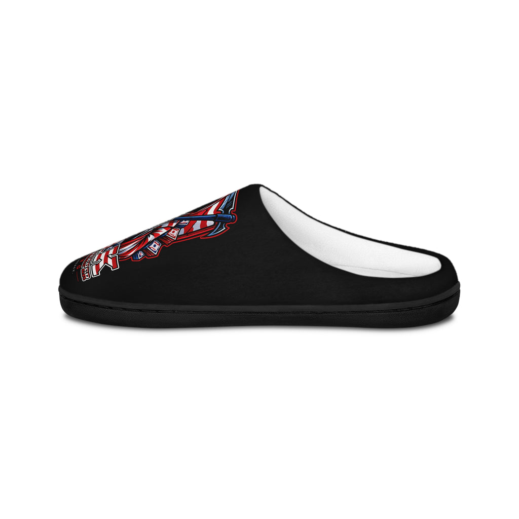 Patriotic American Flag Pitbull Men's Indoor Slippers