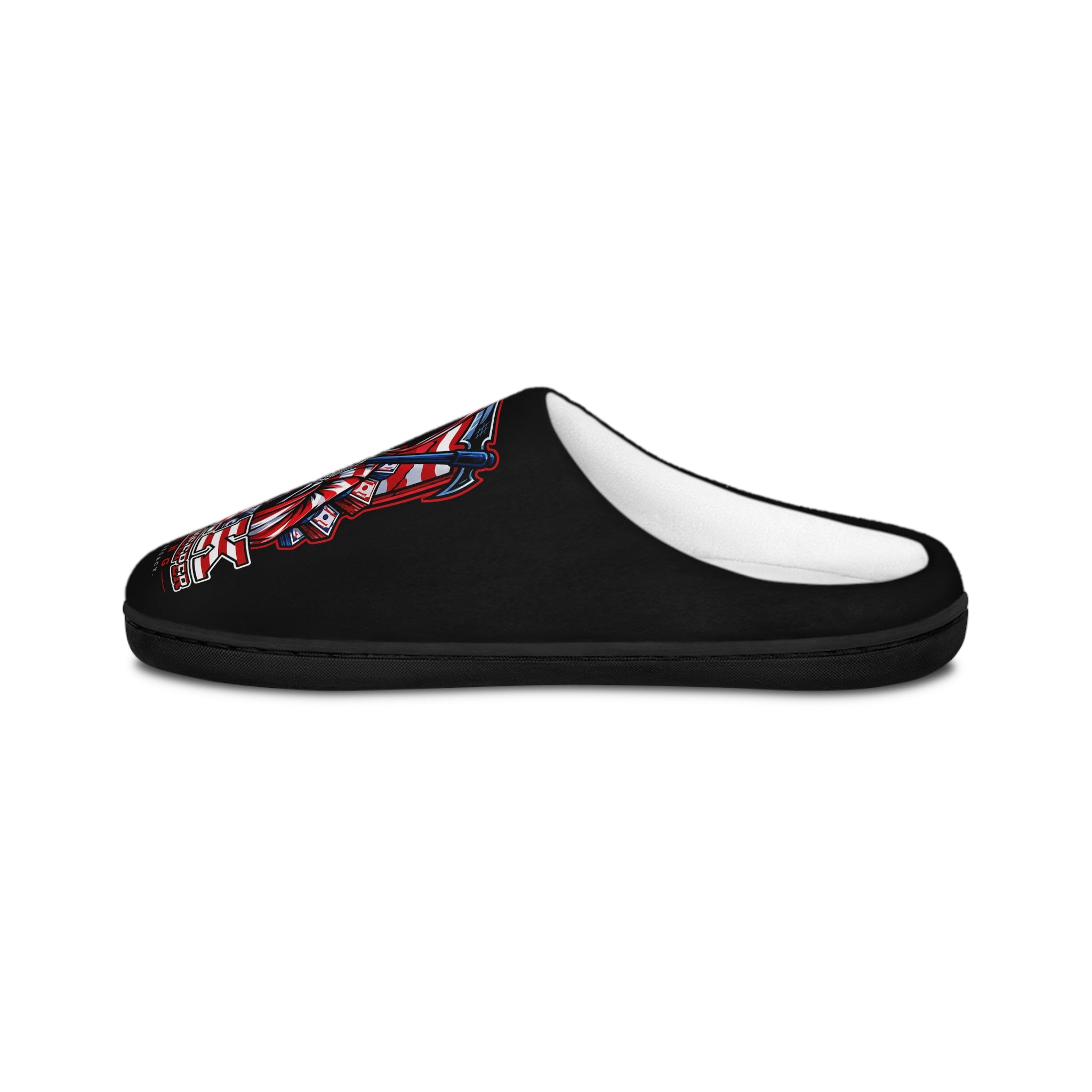 Patriotic American Flag Pitbull Men's Indoor Slippers