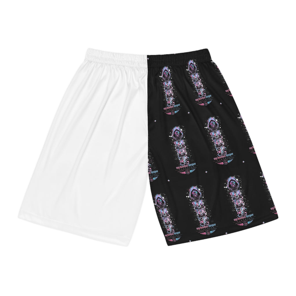 Half-and-Half Astro Poster Basketball Shorts — Vaporwave Space Graphic AOP