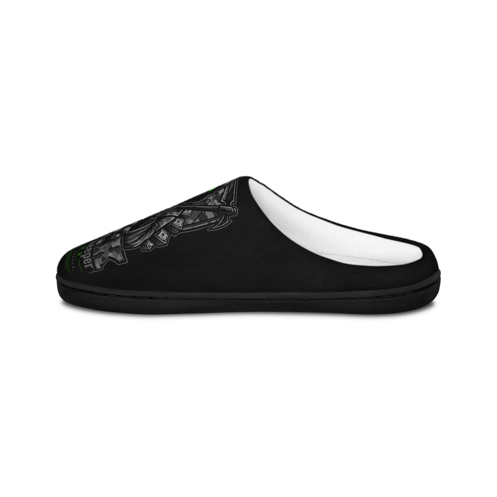 Men's Gothic Skull Indoor Slippers — 'My Brother, Keeper' Black Cozy House Shoes