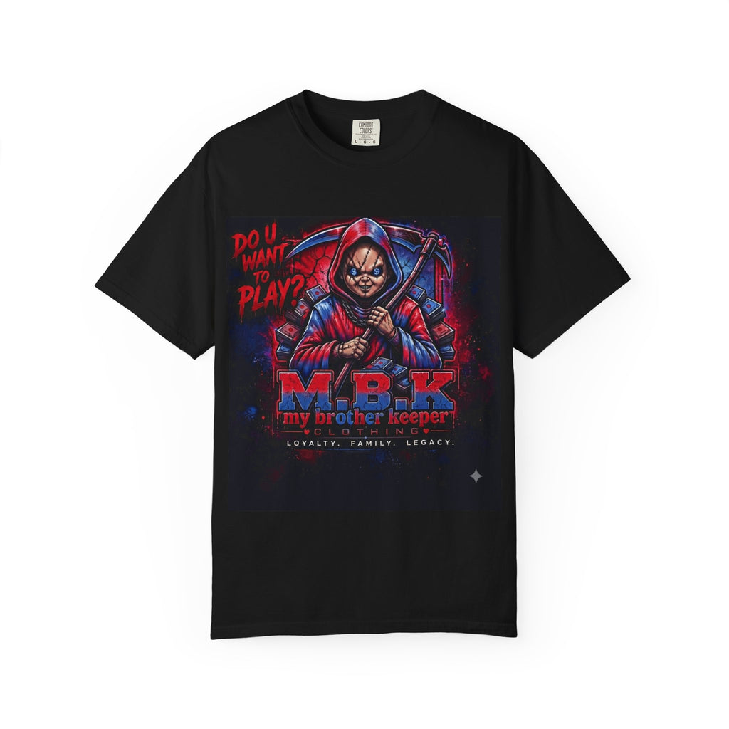 My Brother Keeper (MBK) Graphic T-Shirt — "Do U Want to Play?" Hooded Reaper Streetwear Tee