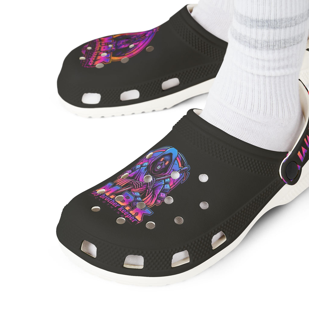 EVA Foam Clogs — Neon Cosmic Wolf Print