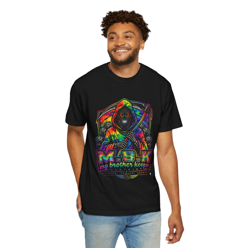 T-Shirt — 'My Brother Keeper' Black Graphic Tee with Neon Green Eyes