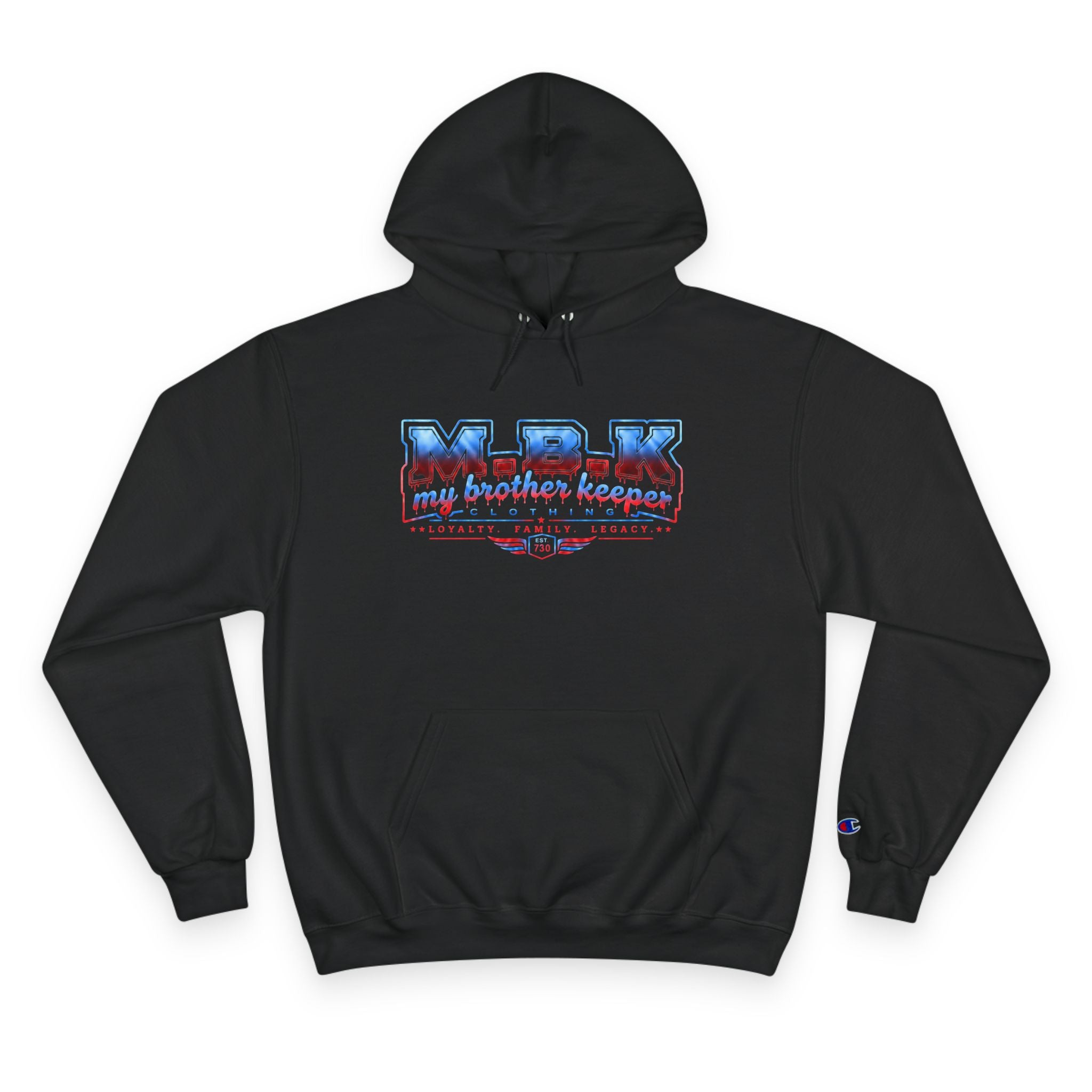 Champion Hoodie — MBK 'My Brother Keeper' Blue & Red Wings Graphic Hoodie