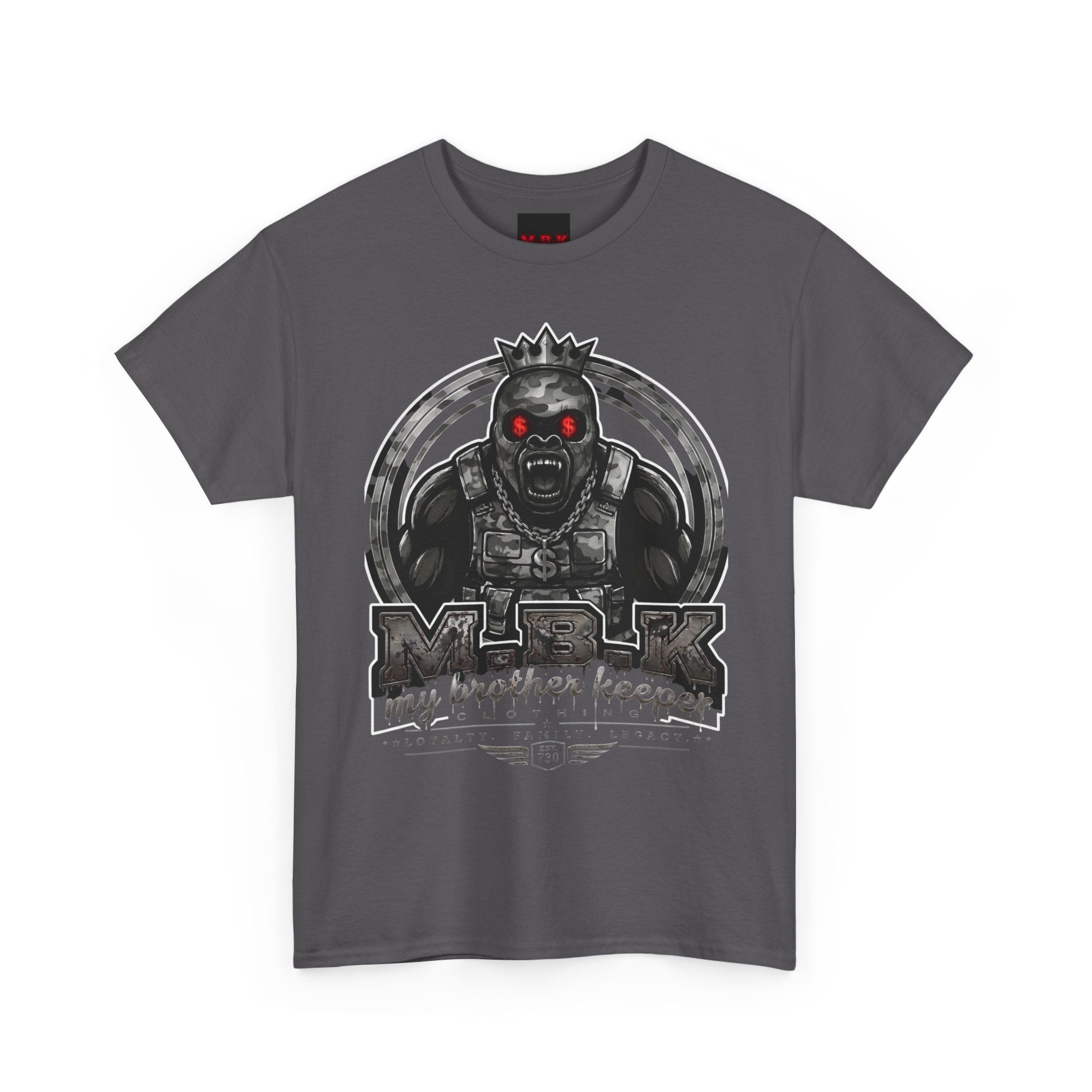 T-Shirt — 'My Brother Keeper' Dark King Graphic Tee (Red-Eyed Horror Skull)