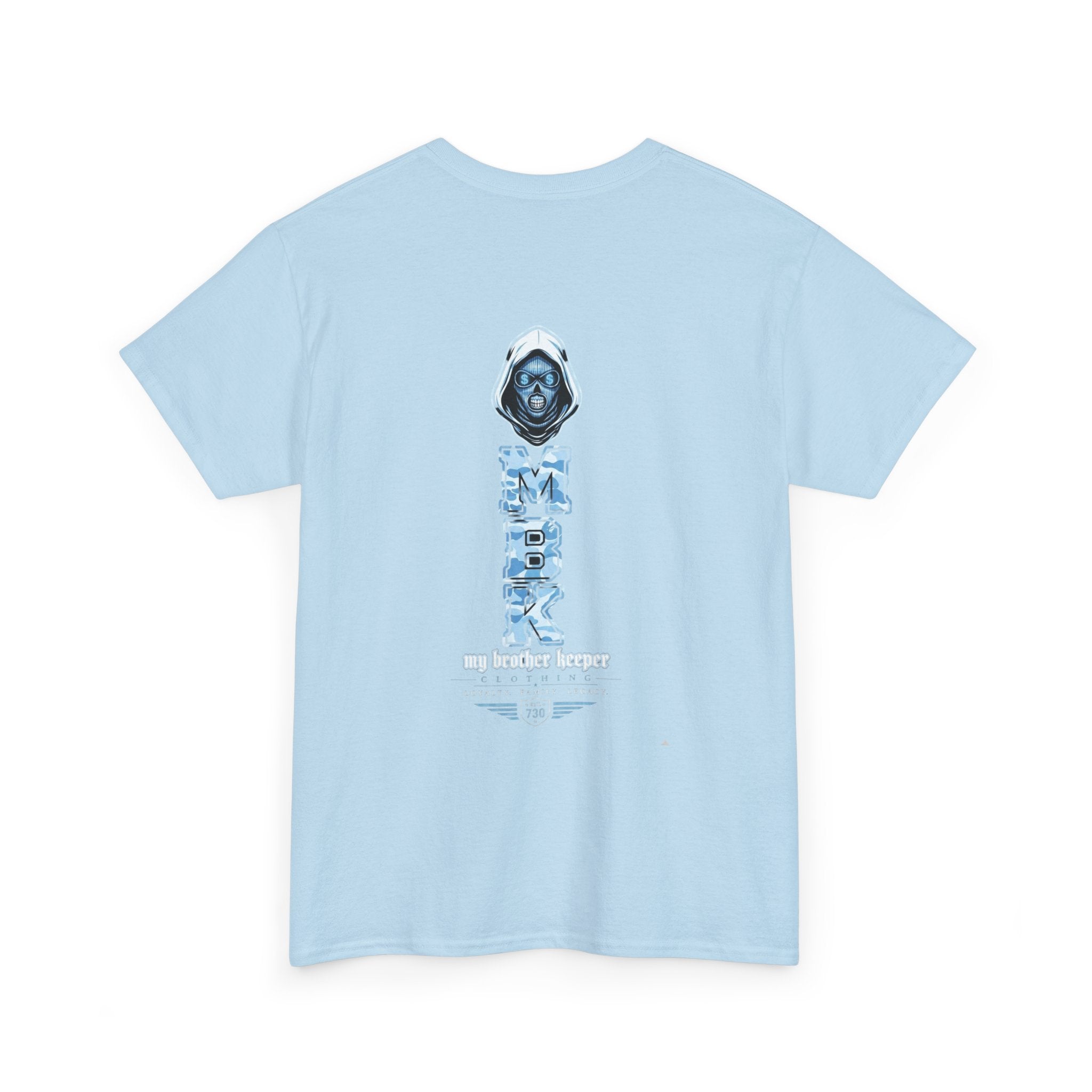 Grim Reaper Graphic Tee — M.B.K. Ice Blue Skull T-Shirt